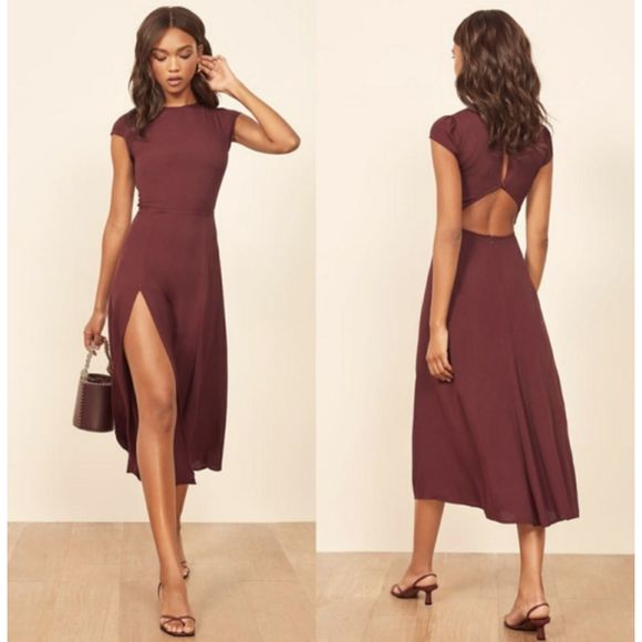 Reformation Dresses & Skirts - Reformation Gavin Red Plum Cap Sleeve Midi Dress